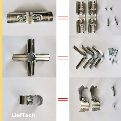 ISO9001 Chroomgeplatte buisbehangers Joint 2 Pipe Mounting Bracket